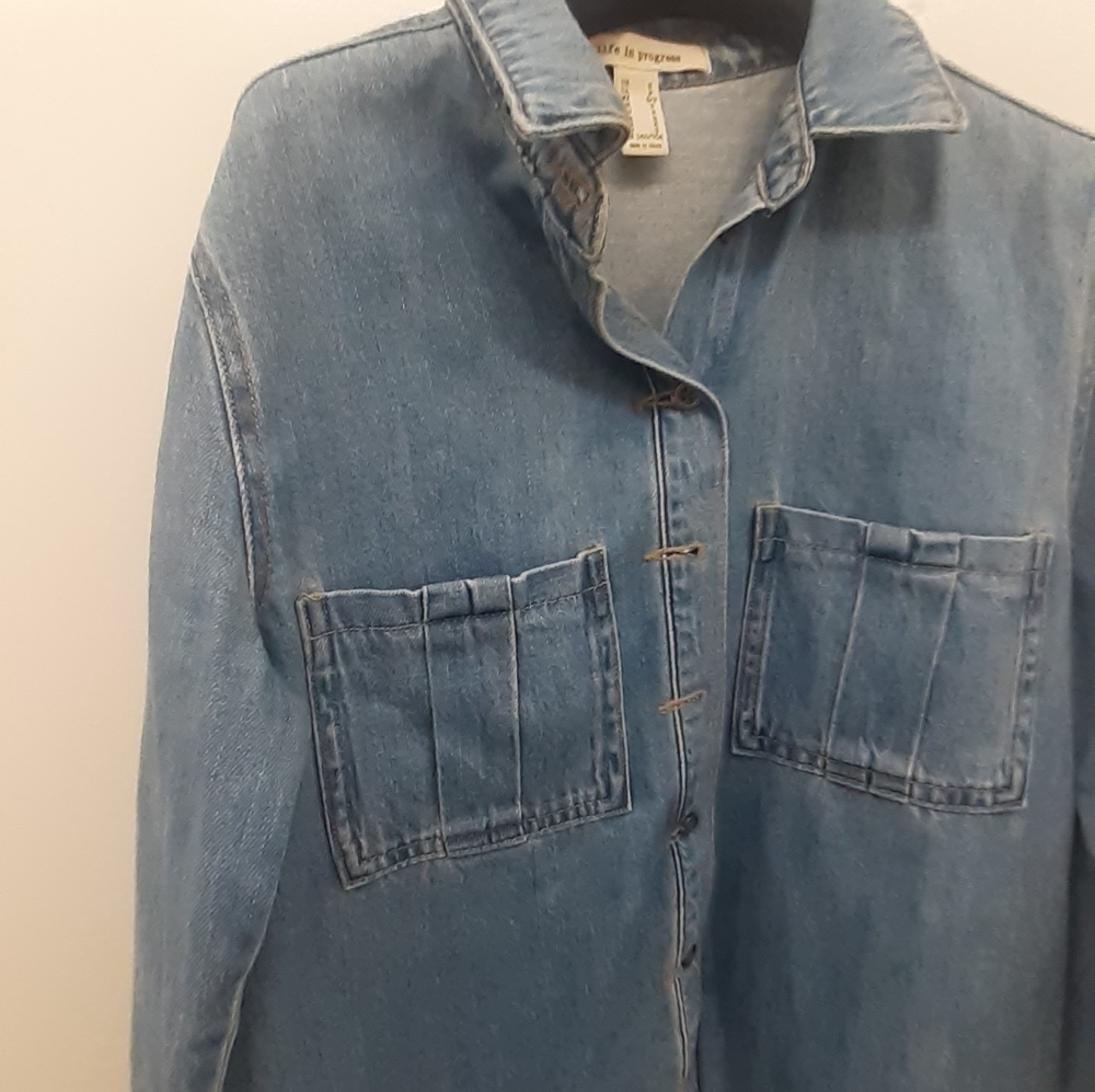 Life in progress Blue Denim Jean Short Romper sz S - Picture 3 of 12